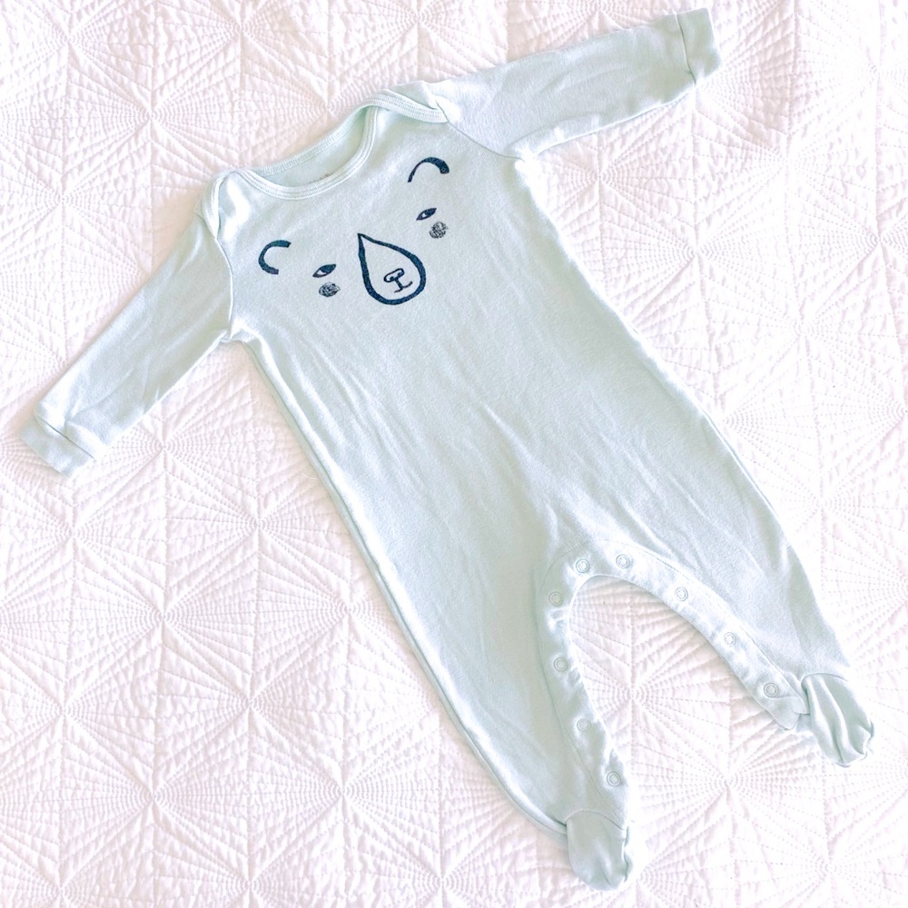 Land Of Nod Cotton Footie Onesie Pajamas with Bear